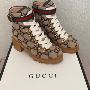 Gucci Trip GG Monogram Wool Combat Boot